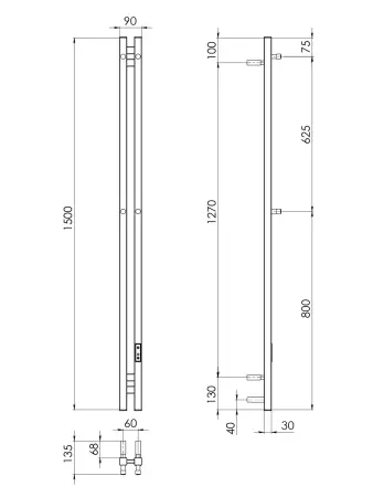 Полотенцесушитель электрический Gloss & Reiter URBAN Э2.К.6х150.PI2 Таймер., черный - фото 2
